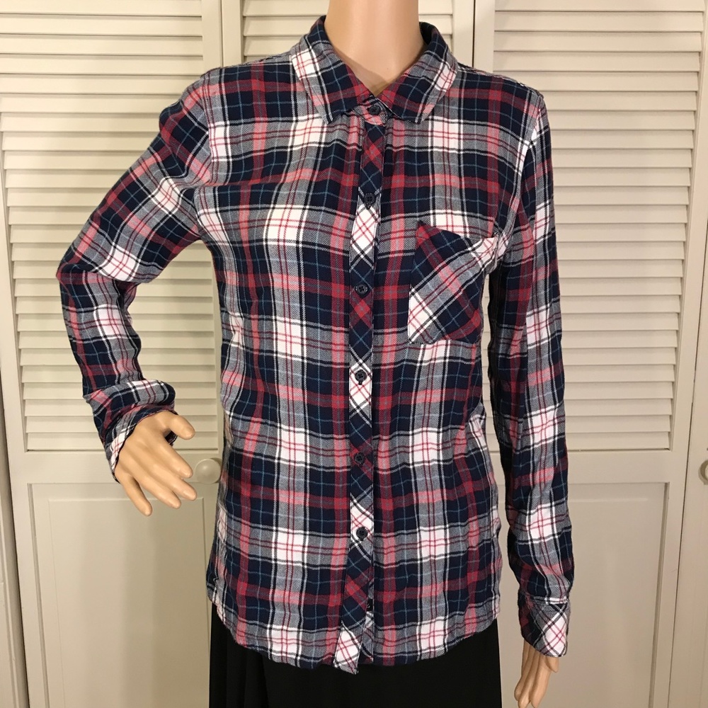 Rails Red, White & Blue Plaid Button Up Shirt Sma… - image 2